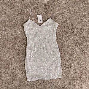 American Threads White & Silver Sequin dress for NYE or Brides NWT